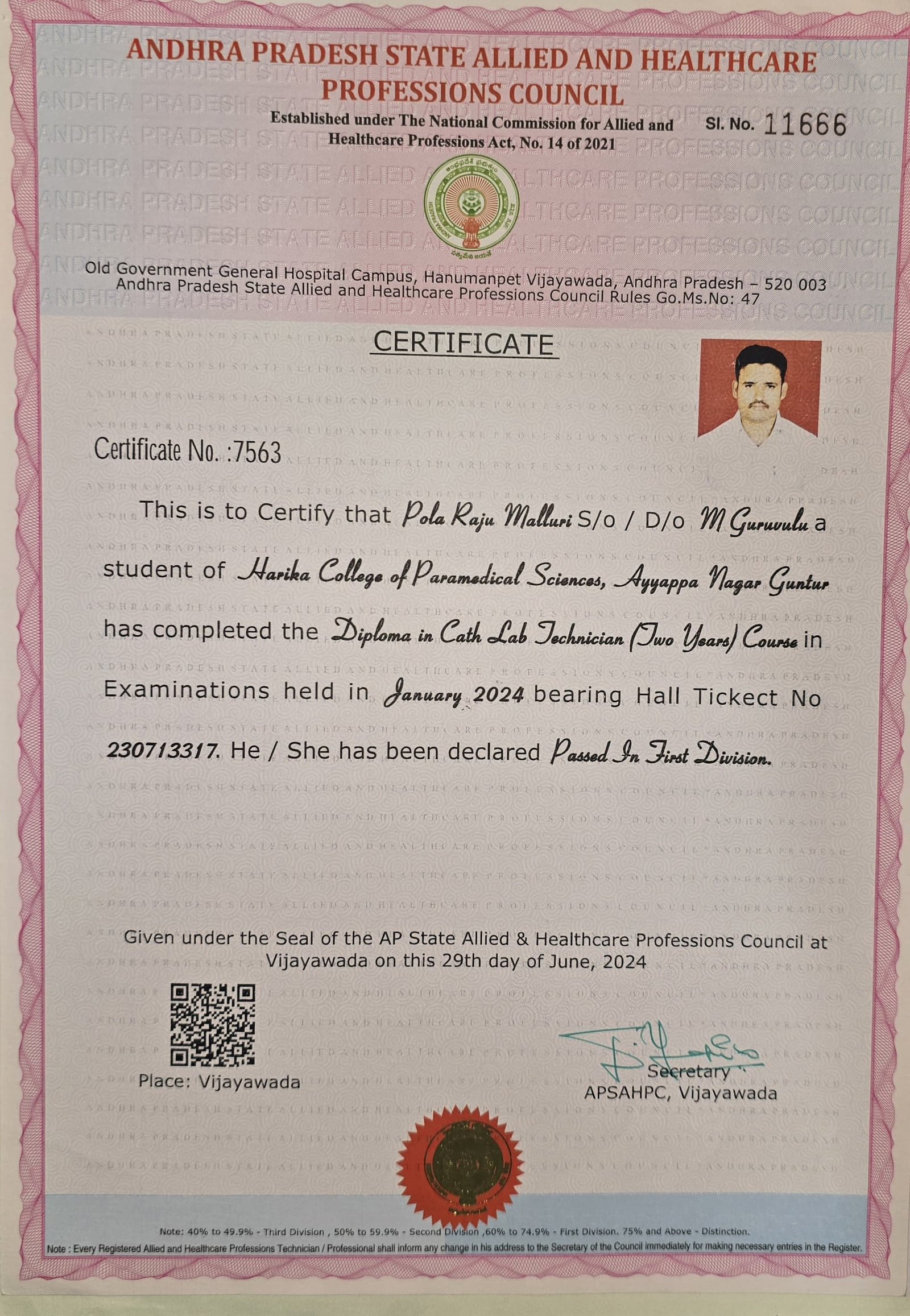 Andhra Pradesh State Allied Health Certificate